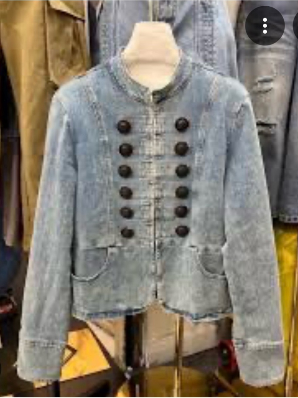 Dreamer Faded Blue Military-Style Denim Jacket with Brown Buttons